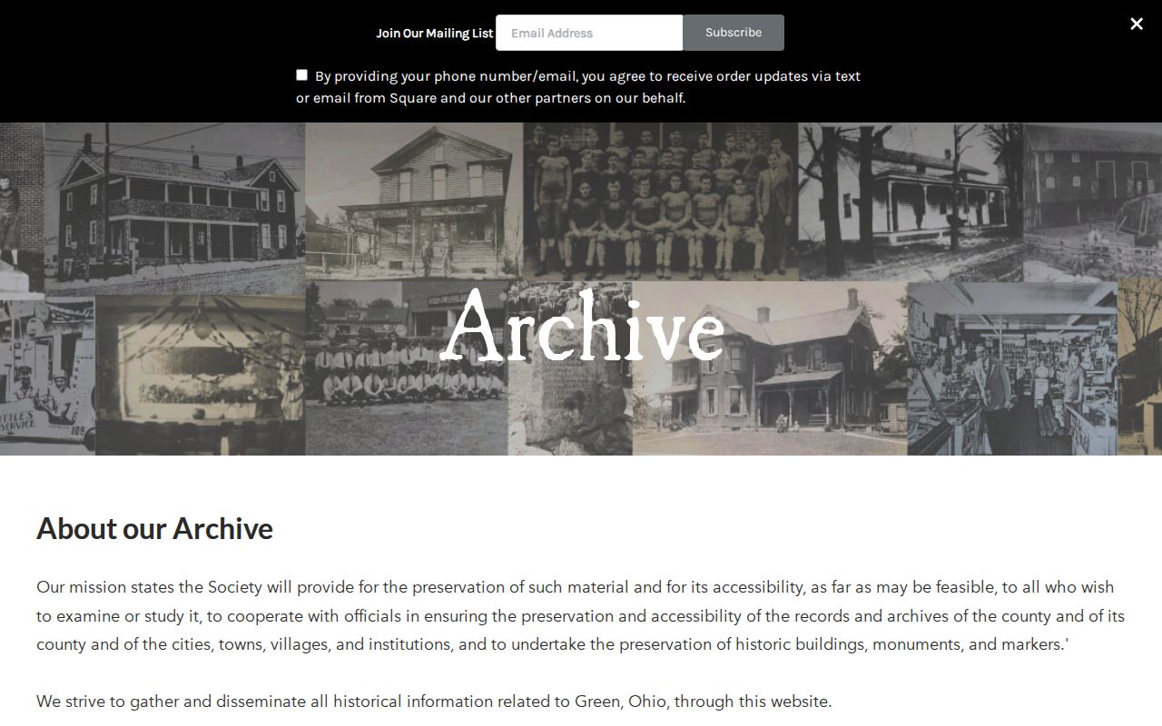 Green city directory and township archive research at Green Historical Society