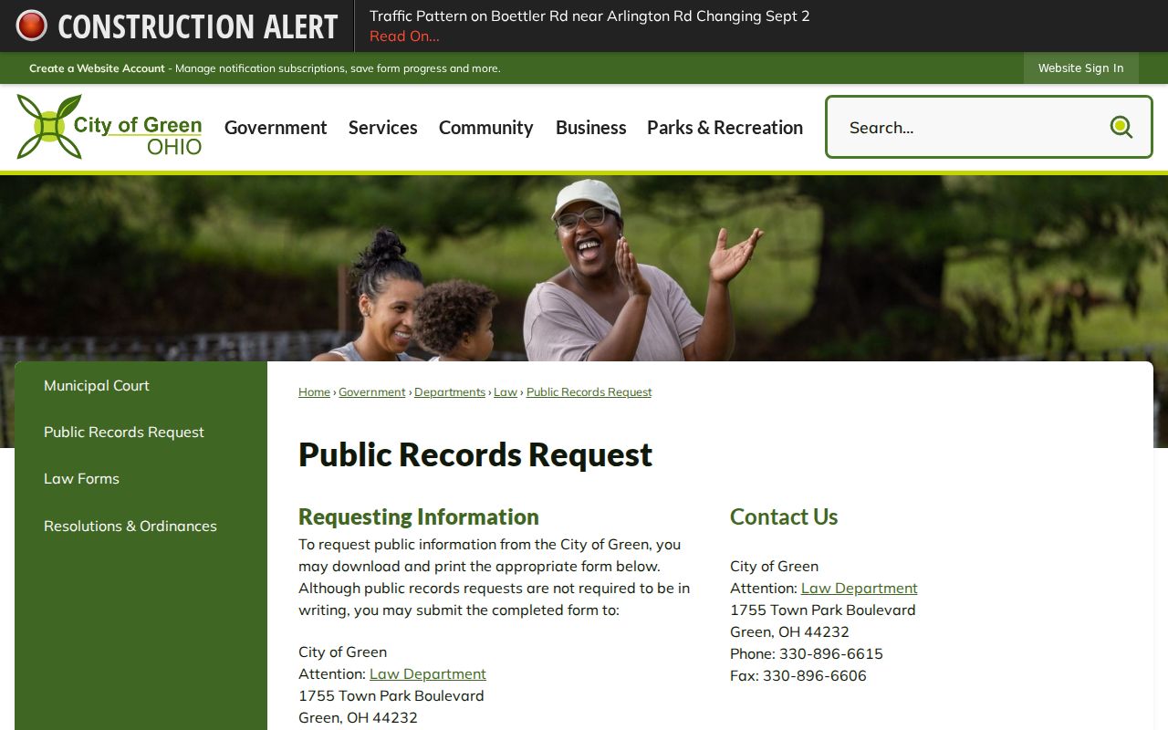 Green residents directory City public records request route