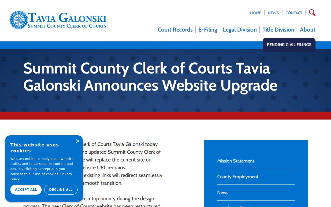 Green neighbors Summit County Clerk website upgrade notice