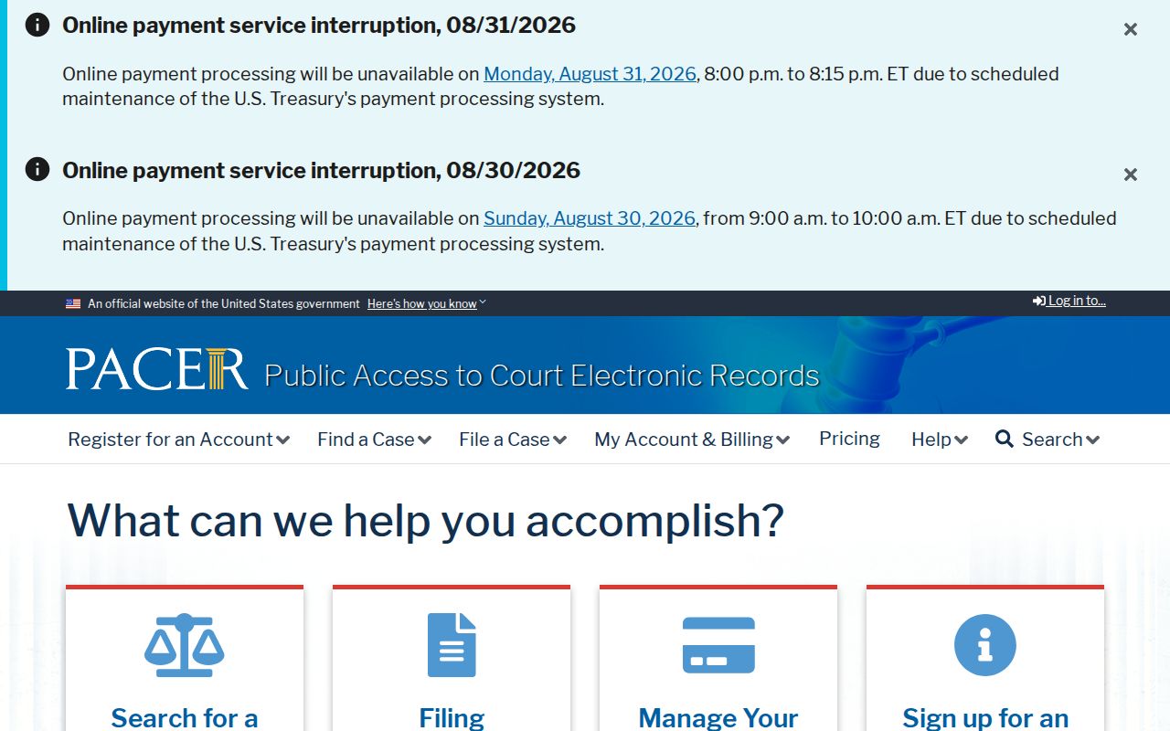 Green previous residents federal court record access portal